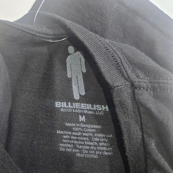 2022 Billie Eilish Neon Portrait Boyfriend Fit W Medium T-Shirt Black Lash Music - Picture 6 of 6